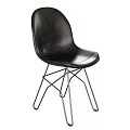 Modern Black Leather Single Chair With Metal Frame For Living Room Design