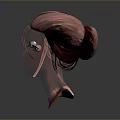 Game and Movie Character 3D Head Model with Pink Hair Blue Eyes and Detailed Face
