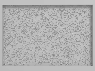 Decorative Interior Background Wall Featuring Embossed Flower And Curved Pattern Design 3d model