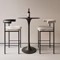 Stylish Modern Bar Stools With Upholstered Seats And Leather Backrests Around Round Bar Table