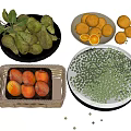 Modern Fruit Vegetable Example Apple Grape Lemon Bamboo Basket Plate 3d model