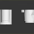 White Food Cans In Various Sizes Arranged On Dark Reflective Surface 3d model