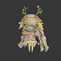 Cute Game and Movie Character With Long Purple Hair Green Eyes Antlers and White Skirt