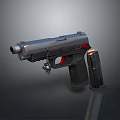Modern Tactical Pistol With Black Frame Red Accents And Textured Grip