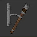 Wall Mounted Tool With Wooden Handle And Metal Cylinder Component