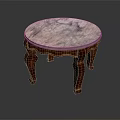 Stylish Round Marble Table With Carved Wooden Legs For Home Interior Decor