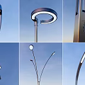 Modern Outdoor Lights With Various Styles Including Pole Mounted Curved Arm And Ring Shaped Designs