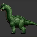 Green Dinosaur Toy Figure With Friendly Expression And Detailed Texture