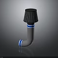 Automotive Flexible Hose Component Gray Body Blue Stripes and Black Mesh Top