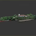 Residential Villa Architectural Model With Red Roof Lush Greenery And Swimming Pool