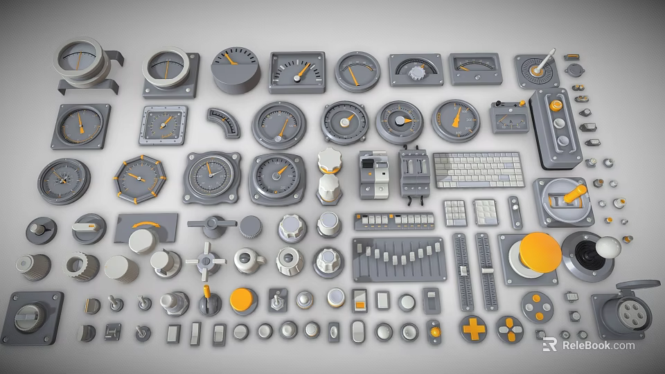 Various Design Components of Downlights and Spotlights with Different Sizes and Styles 3d model