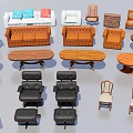 Casual Sofa Set Collection With Various Styles Matching Coffee Tables And Chairs