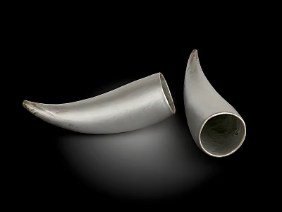 Horn Shaped Silver Ceramic Vessels With Modern Design On Black Background 3d model