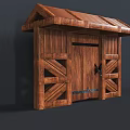 Traditional Rustic Wooden Door With Decorative Crossed Panels And Sloped Roof
