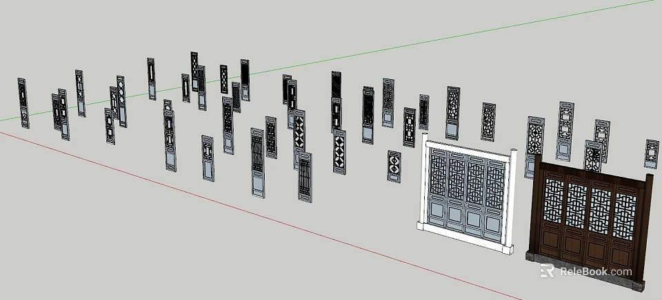 Various Decorative Hinged Doors With Intricate Patterns And Modern Designs 3d model 