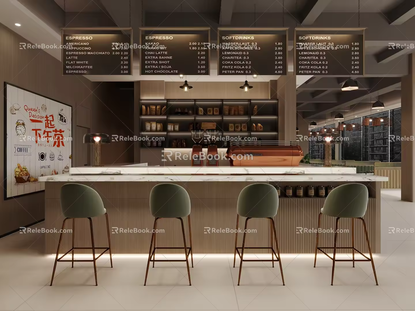 Industrial Cafe Bar Counter Water Bar Counter Catering Bar Counter Cashier Counter 3d model