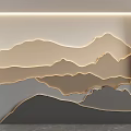 Modern Sofa Background Wall With Layered Mountain Pattern And LED Lighting 3d model