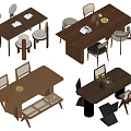 Modern Wooden Dining Table Set With Matching Chairs And Decorative Elements 3d model