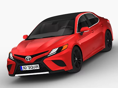 Red Toyota Sporty Car With Black Roof And Black Wheels 3d model