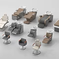 Modern Salon Furniture Collection Featuring Barber Chairs Massage Tables And Shampoo Bowls