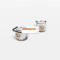 White Teapots With Floral Patterns And Black Handles On White Background 3d model