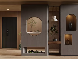 New Chinese style porch decoration porch 3d model
