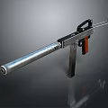 Tactical Submachine Gun With Silver Barrel Black Frame And Orange Grip 3d model