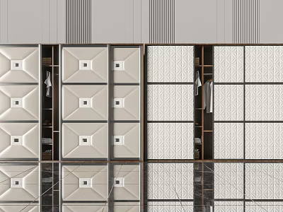 Elegant Modern Wardrobe Interior Design With Textured Panel Doors And Storage Sections 3d model
