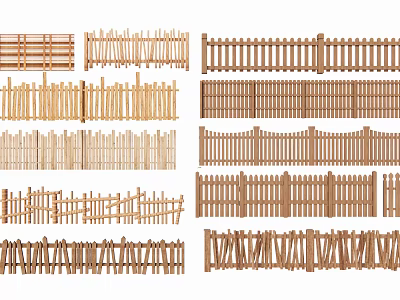 Various Types Of Wooden Fence Designs With Different Patterns And Styles 3d model