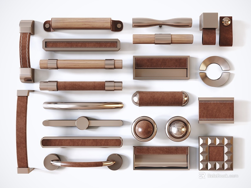Various Stylish Handles For Home Furniture With Different Designs And Materials 3d model 