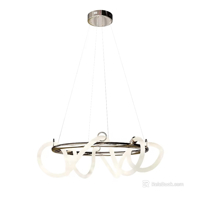 Modern Contemporary Chandelier With Metal Circular Frame And White Decorative Accents For Interior Design 3d model 