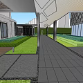 Modern Sales Office Building With Large Glass Windows Open Entrance And Greenery Surroundings