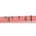 Two Pink Syringes With Graduated Scale Transparent Barrels And Red Caps