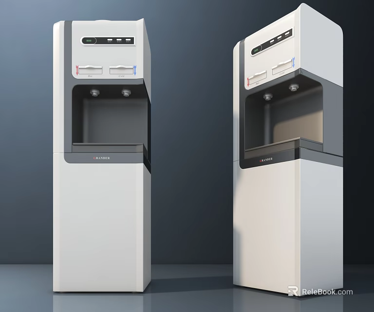 Modern Standing Water Dispensers With White Gray Design And Functional Control Panel 3d model 