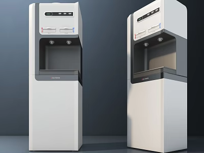 Modern Standing Water Dispensers With White Gray Design And Functional Control Panel 3d model