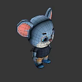 Cute Blue Cartoon Mouse Character With Big Ears Black Shirt Brown Shorts And Blue Shoes