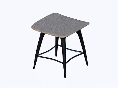 Modern Stool With Gray Seat Cushion And Black Metal Legs Design 3d model