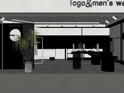 Modern Men's Clothing Store Interior With Display Racks And Lighting Fixtures 3d model