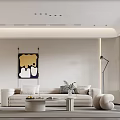 Modern Open Dining Living Room Interior With Dining Table Chairs Pendant Lights And Cabinets 3d model
