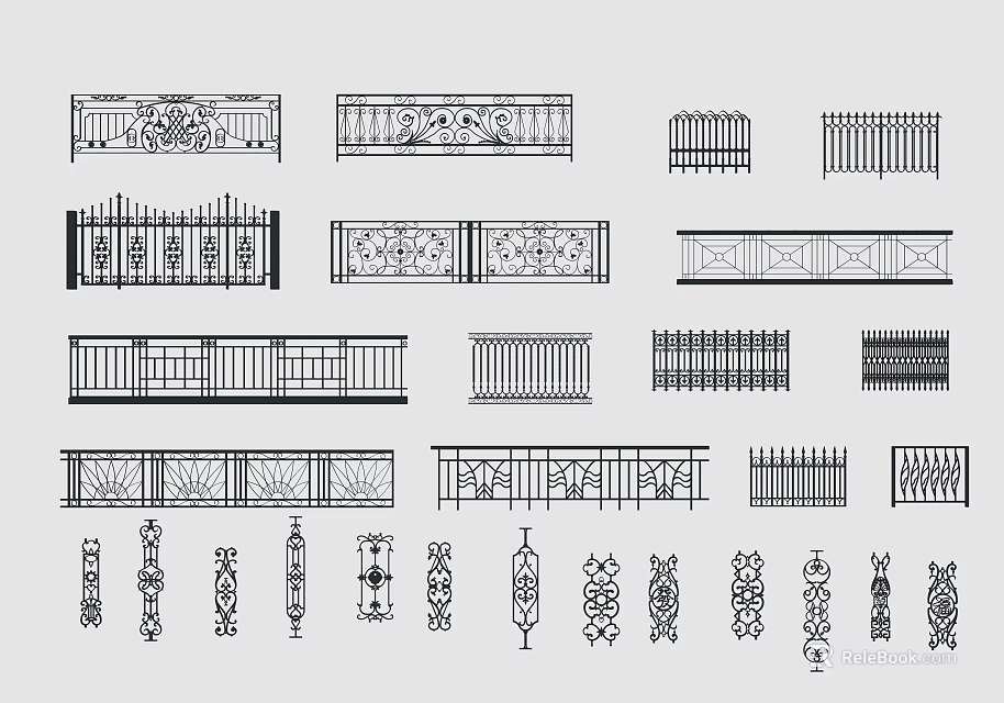 Different Types of Ornate Fence Designs With Intricate Patterns And Rail Structures 3d model 