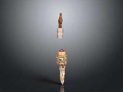Ancient Traditional Weapon With Intricate Carvings And Ornamental Metal Design Details 3d model