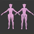 Sci-Fi Mechanical Characters 3D Models Featuring Silver And Blue Design Front Back Views 3d model