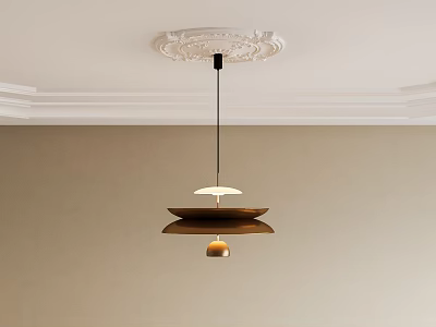 Modern Minimalist Pendant Light With Multi Layer Metal Design And Ceiling Decorative Trim 3d model