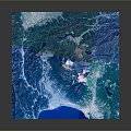 Natural Landscape With Blue Water Green Vegetation And White Snowy Regions