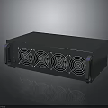 Black Rack Mountable Electronic Unit With Four Cooling Fans And Smooth Reflective Surface 3d model