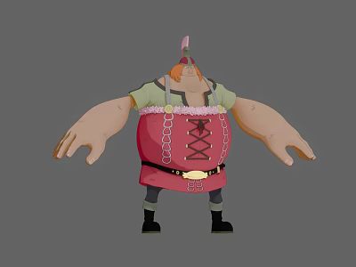 Cartoon Style Game And Movie Character With Orange Hair Feathered Hat Green Shirt Red Overalls 3d model