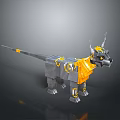 Mechanical Dinosaur Game Movie Character With Gray Yellow Armor And Horned Design