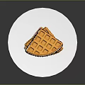 Stacked Waffle Ice Cream Dessert with Chocolate Drizzle Colorful Sprinkles on White Plate