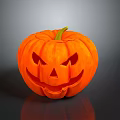 Orange Carved Pumpkin Jack O Lantern With Spooky Face Halloween Decoration