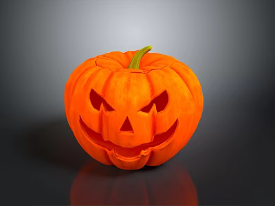 Orange Carved Pumpkin Jack O Lantern With Spooky Face Halloween Decoration 3d model